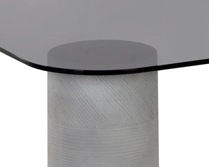 Sunpan Maude Round Coffee Table Smoked Glass Top Concrete Base Contemporary Living Room 109811