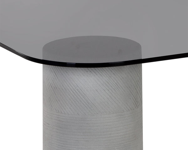 Sunpan Maude Round Coffee Table Smoked Glass Top Concrete Base Contemporary Living Room 109811