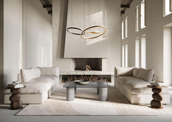 Sunpan Maude Round Coffee Table Smoked Glass Top Concrete Base Contemporary Living Room 109811