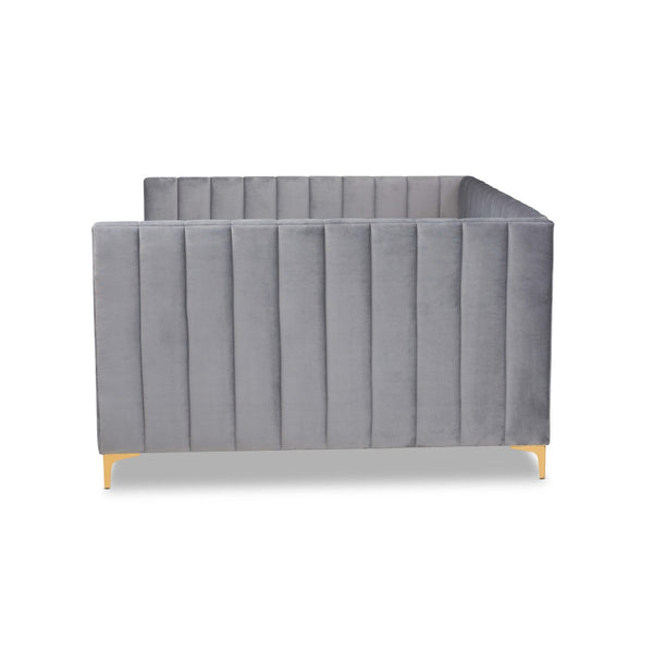 Baxton Studio Baxton Studio Oksana Luxe Velvet Upholstered Daybed with Gold Accents for Modern Glam Living Spaces Full CF0344-Light Grey Daybed-Full