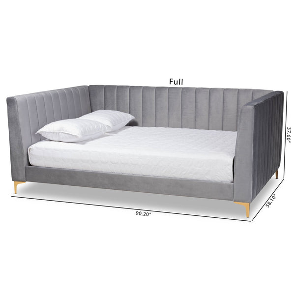 Baxton Studio Baxton Studio Oksana Luxe Velvet Upholstered Daybed with Gold Accents for Modern Glam Living Spaces Full CF0344-Light Grey Daybed-Full