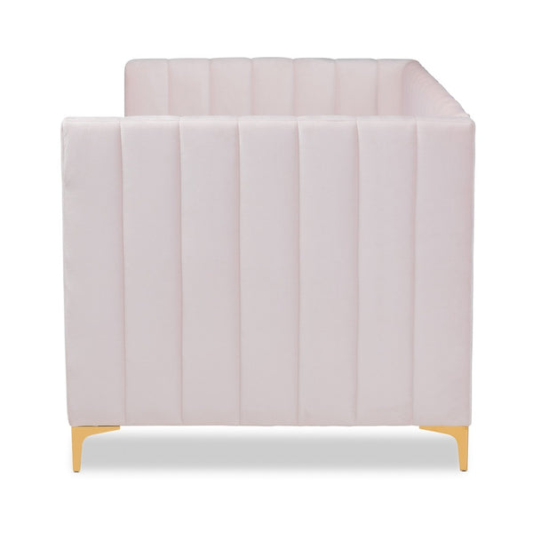 Baxton Studio Baxton Studio Oksana Luxe Velvet Upholstered Daybed with Gold Accents for Modern Glam Living Spaces Pink Twin CF0344-Light Pink Daybed-Twin