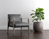 Earl Lounge Chair - Ash Grey - Brentwood Charcoal Leather 109856 Sunpan