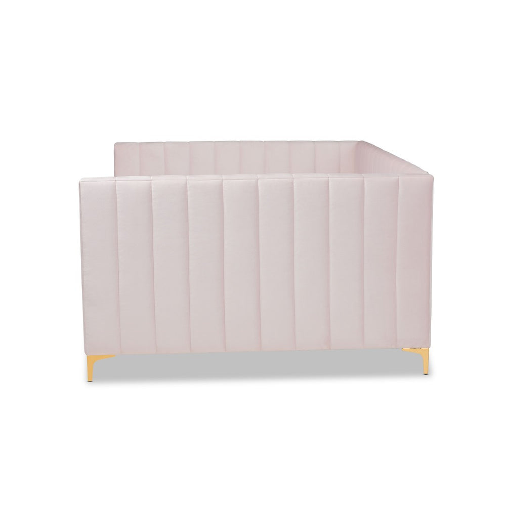 Baxton Studio Baxton Studio Oksana Luxe Velvet Upholstered Daybed with Glam Gold Legs for Modern Home Elegance Pink Full CF0344-Light Pink Daybed-Full