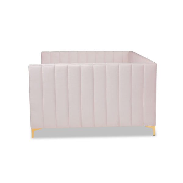 Baxton Studio Baxton Studio Oksana Luxe Velvet Upholstered Daybed with Glam Gold Legs for Modern Home Elegance Pink Full CF0344-Light Pink Daybed-Full