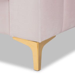 Baxton Studio Baxton Studio Oksana Luxe Velvet Upholstered Daybed with Glam Gold Legs for Modern Home Elegance Pink Full CF0344-Light Pink Daybed-Full