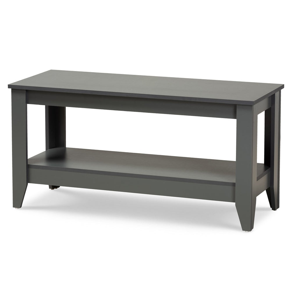 Baxton Studio Baxton Elada Modern Grey Wood Coffee Table with Storage Shelf, Stylish Design for Living Spaces CT8000-Grey-CT