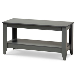 Baxton Studio Baxton Elada Modern Grey Wood Coffee Table with Storage Shelf, Stylish Design for Living Spaces CT8000-Grey-CT