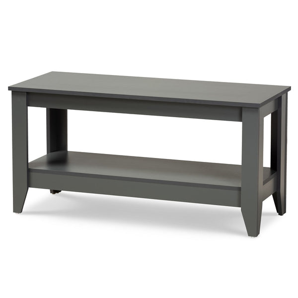 Baxton Studio Baxton Elada Modern Grey Wood Coffee Table with Storage Shelf, Stylish Design for Living Spaces CT8000-Grey-CT