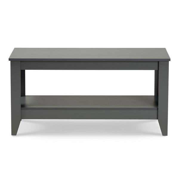 Baxton Studio Baxton Elada Modern Grey Wood Coffee Table with Storage Shelf, Stylish Design for Living Spaces CT8000-Grey-CT