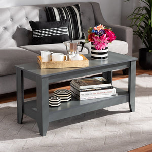 Baxton Studio Baxton Elada Modern Grey Wood Coffee Table with Storage Shelf, Stylish Design for Living Spaces CT8000-Grey-CT