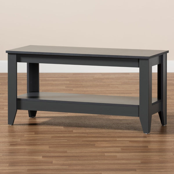 Baxton Studio Baxton Elada Modern Grey Wood Coffee Table with Storage Shelf, Stylish Design for Living Spaces CT8000-Grey-CT
