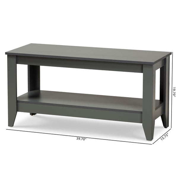 Baxton Studio Baxton Elada Modern Grey Wood Coffee Table with Storage Shelf, Stylish Design for Living Spaces CT8000-Grey-CT