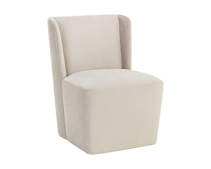 Sunpan Amita Upholstered Wheeled Dining Chair with Curved Frame and Spill Resistant Fabric 109898V