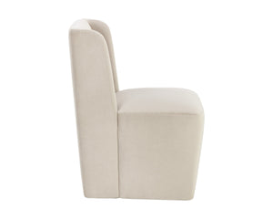 Sunpan Amita Upholstered Wheeled Dining Chair with Curved Frame and Spill Resistant Fabric 109898V