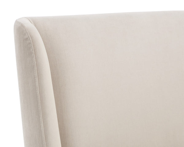 Sunpan Amita Upholstered Wheeled Dining Chair with Curved Frame and Spill Resistant Fabric 109898V