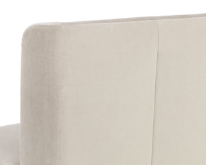Sunpan Amita Upholstered Wheeled Dining Chair with Curved Frame and Spill Resistant Fabric 109898V