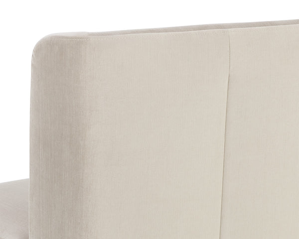 Sunpan Amita Upholstered Wheeled Dining Chair with Curved Frame and Spill Resistant Fabric 109898V