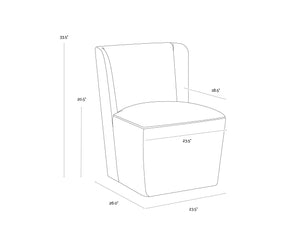 Sunpan Amita Upholstered Wheeled Dining Chair with Curved Frame and Spill Resistant Fabric 109898V