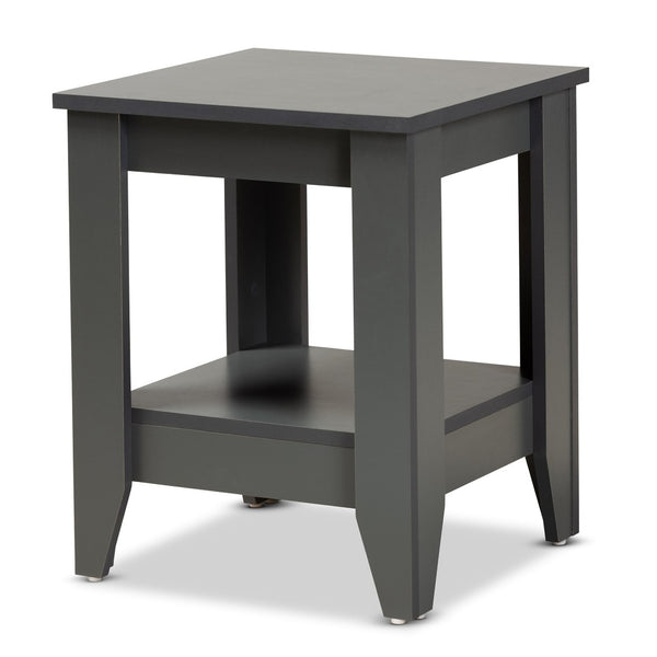 Baxton Studio Baxton Studio Audra Modern Grey End Table with Tapered Legs and Lower Shelf for Stylish Storage ET8000-Grey-ET