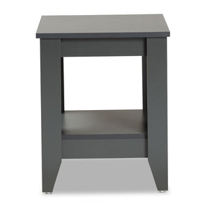 Baxton Studio Baxton Studio Audra Modern Grey End Table with Tapered Legs and Lower Shelf for Stylish Storage ET8000-Grey-ET