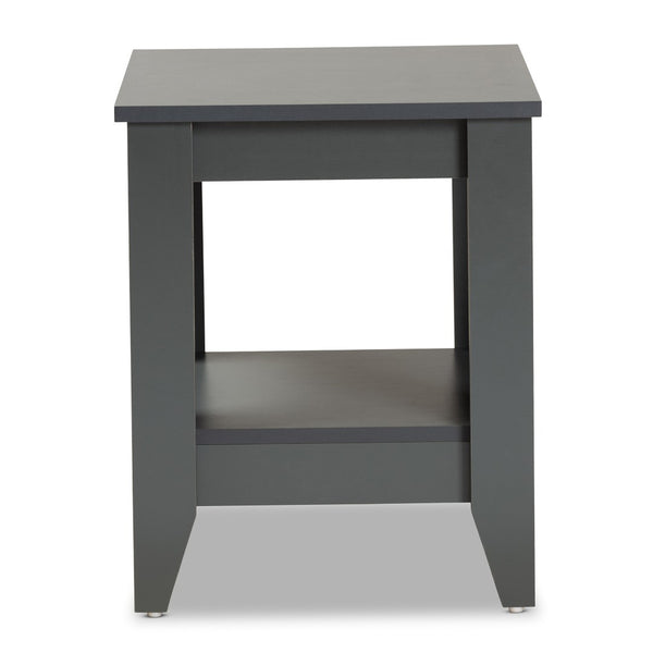 Baxton Studio Baxton Studio Audra Modern Grey End Table with Tapered Legs and Lower Shelf for Stylish Storage ET8000-Grey-ET