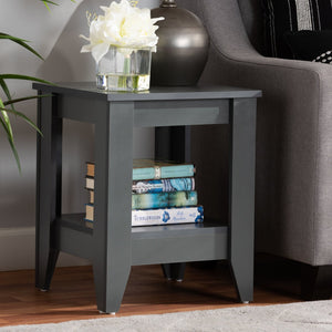 Baxton Studio Baxton Studio Audra Modern Grey End Table with Tapered Legs and Lower Shelf for Stylish Storage ET8000-Grey-ET