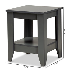 Baxton Studio Baxton Studio Audra Modern Grey End Table with Tapered Legs and Lower Shelf for Stylish Storage ET8000-Grey-ET