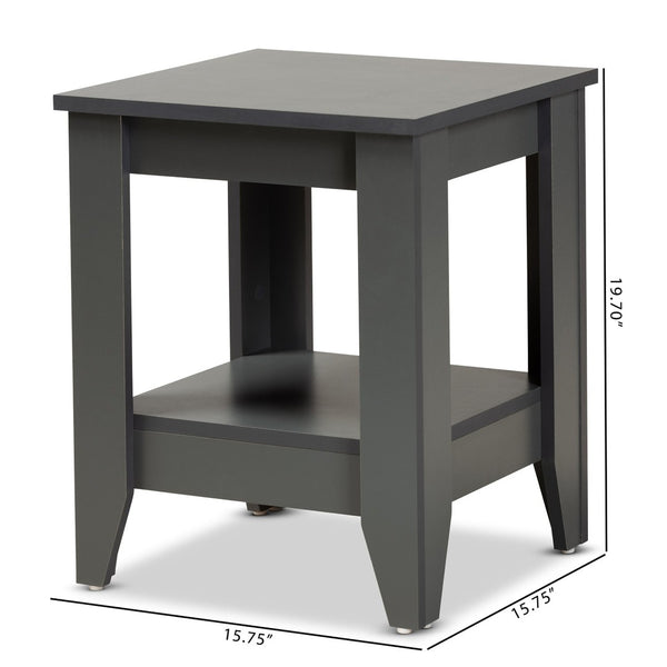 Baxton Studio Baxton Studio Audra Modern Grey End Table with Tapered Legs and Lower Shelf for Stylish Storage ET8000-Grey-ET