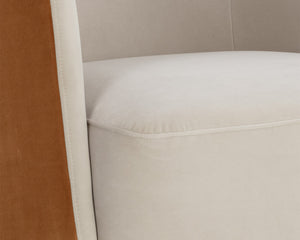 Sunpan Sarina Two-Tone Velvet Swivel Lounge Chair Sculptural Accent for Bedroom or Living Room 109912V