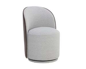 Sunpan Cavoli Swivel Dining Chair - Stylish Curved Design, Fully Upholstered for Ultimate Comfort and Elegance Mina Light Grey / Meg Ash