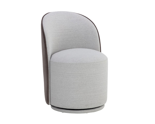 Sunpan Cavoli Swivel Dining Chair - Stylish Curved Design, Fully Upholstered for Ultimate Comfort and Elegance Mina Light Grey / Meg Ash
