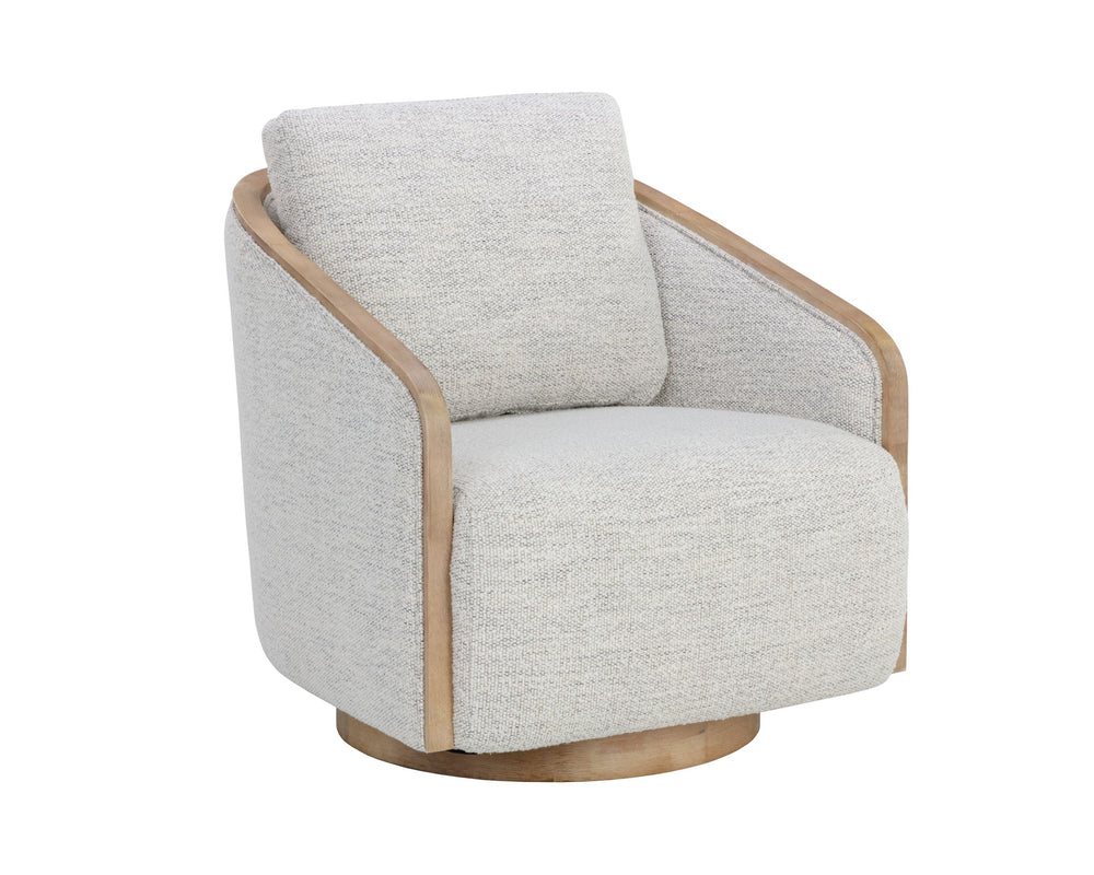 Sunpan Tasia Swivel Lounge Chair Linen Upholstered with Rubberwood Frame for Living Rooms Grey 109919V