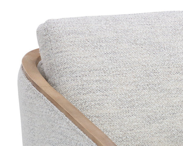Sunpan Tasia Swivel Lounge Chair Linen Upholstered with Rubberwood Frame for Living Rooms Grey 109919V