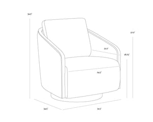 Sunpan Tasia Swivel Lounge Chair Linen Upholstered with Rubberwood Frame for Living Rooms Grey 109919V