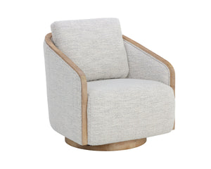 Sunpan Tasia Swivel Lounge Chair Linen Upholstered with Rubberwood Frame for Living Rooms Grey 109919V