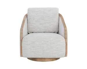 Sunpan Tasia Swivel Lounge Chair Linen Upholstered with Rubberwood Frame for Living Rooms Grey 109919V