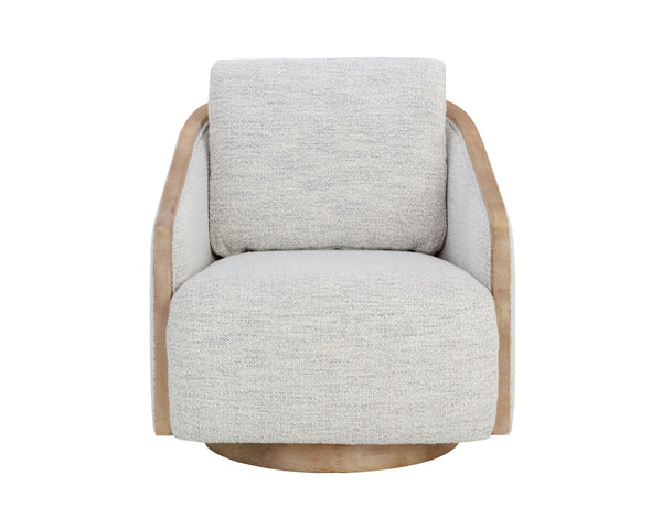 Sunpan Tasia Swivel Lounge Chair Linen Upholstered with Rubberwood Frame for Living Rooms Grey 109919V