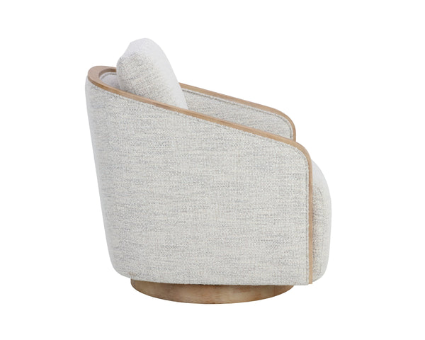 Sunpan Tasia Swivel Lounge Chair Linen Upholstered with Rubberwood Frame for Living Rooms Grey 109919V