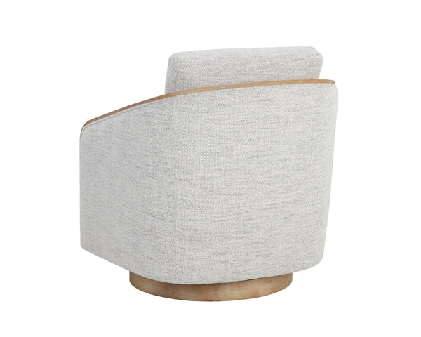 Sunpan Tasia Swivel Lounge Chair Linen Upholstered with Rubberwood Frame for Living Rooms Grey 109919V