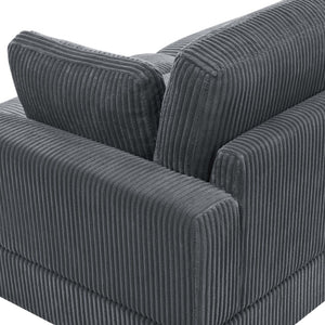 English Elm Large Corduroy Chaise Loveseat with Extended Leg Support for Relaxed Living Rooms Dark Gray B2748S00047