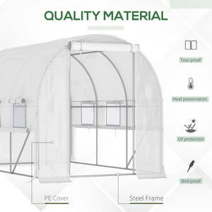 English Elm Outsunny Walk-in Tunnel Greenhouse Steel Frame Anti-tear Pe Cover Ventilated Garden W2225P217792