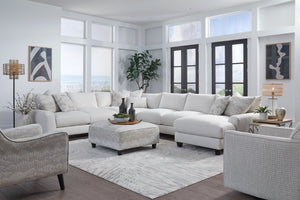 Fusion Hobnob Cotton Fuji Cocktail Ottoman - Stylish Grey & White Padded Centerpiece For Any Space Grey And White Ws ,98% Polypropylene,2% Polyester 109 Fuji Cotton Cocktail Ottoman