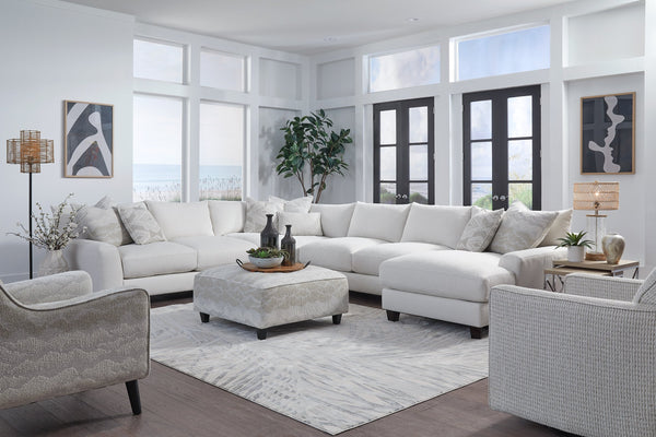 Fusion Hobnob Cotton Fuji Cocktail Ottoman - Stylish Grey & White Padded Centerpiece For Any Space Grey And White Ws ,98% Polypropylene,2% Polyester 109 Fuji Cotton Cocktail Ottoman