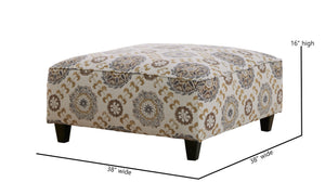 Fusion Crossroads Mink Quintero Mineral Padded Cocktail Ottoman - Colorful, Versatile Seating & Serving Solution Multi Ws ,100% Polypropylene 109 Quintero Mineral Cocktail Ottoman