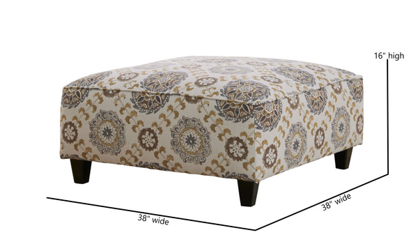 Fusion Crossroads Mink Quintero Mineral Padded Cocktail Ottoman - Colorful, Versatile Seating & Serving Solution Multi Ws ,100% Polypropylene 109 Quintero Mineral Cocktail Ottoman