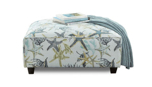 Fusion Jitterbug Flax Savannah Ocean Cocktail Ottoman - Stylish, Functional, And Perfect For Any Room Multi S,75% Polyester,25% Cotton 109 Savannah Ocean Cocktail Ottoman