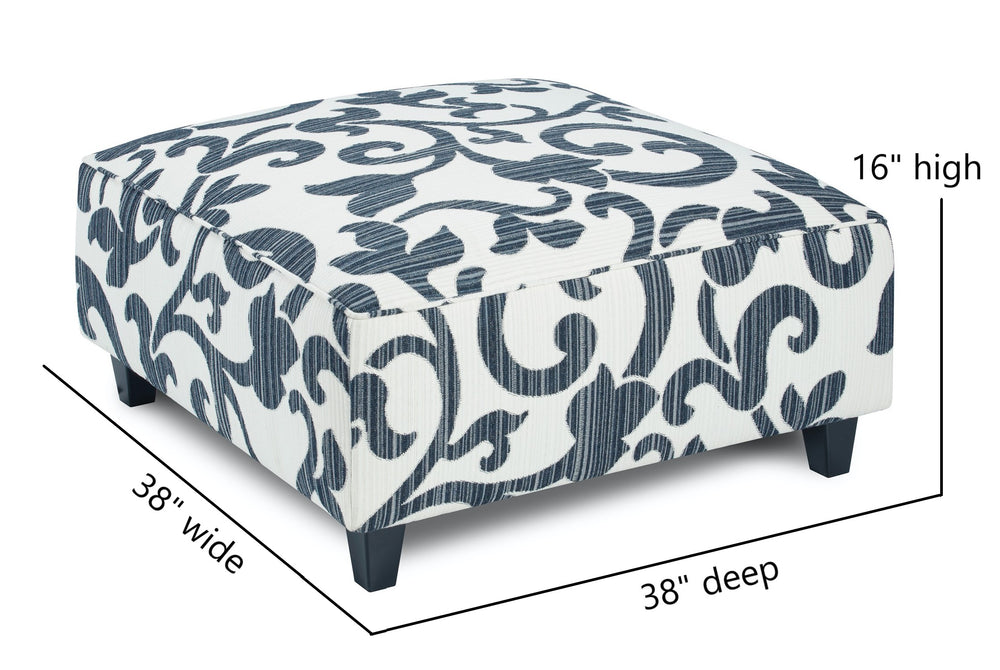 Fusion Truth Sonata Navy Cocktail Ottoman - Stylish, Safe & Versatile Square Padded Centerpiece For Your Home White Ws,97% Polypropylene,3% Polyester 109 Sonata Navy Cocktail Ottoman