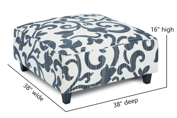 Fusion Truth Sonata Navy Cocktail Ottoman - Stylish, Safe & Versatile Square Padded Centerpiece For Your Home White Ws,97% Polypropylene,3% Polyester 109 Sonata Navy Cocktail Ottoman