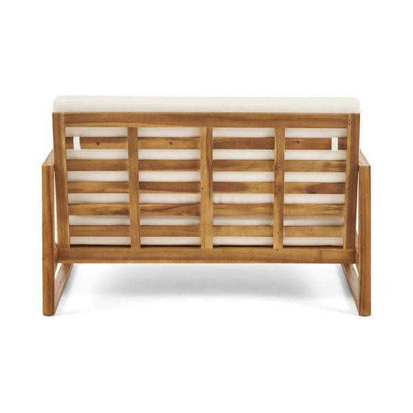 English Elm Christopher Knight Home® - BELGIAN Acacia Wood Loveseat and Coffee Table Set with Slatted Design and Water‑Resistant Cushions Teak 54 L x 31 W x 20.75 H 66742.00BGE